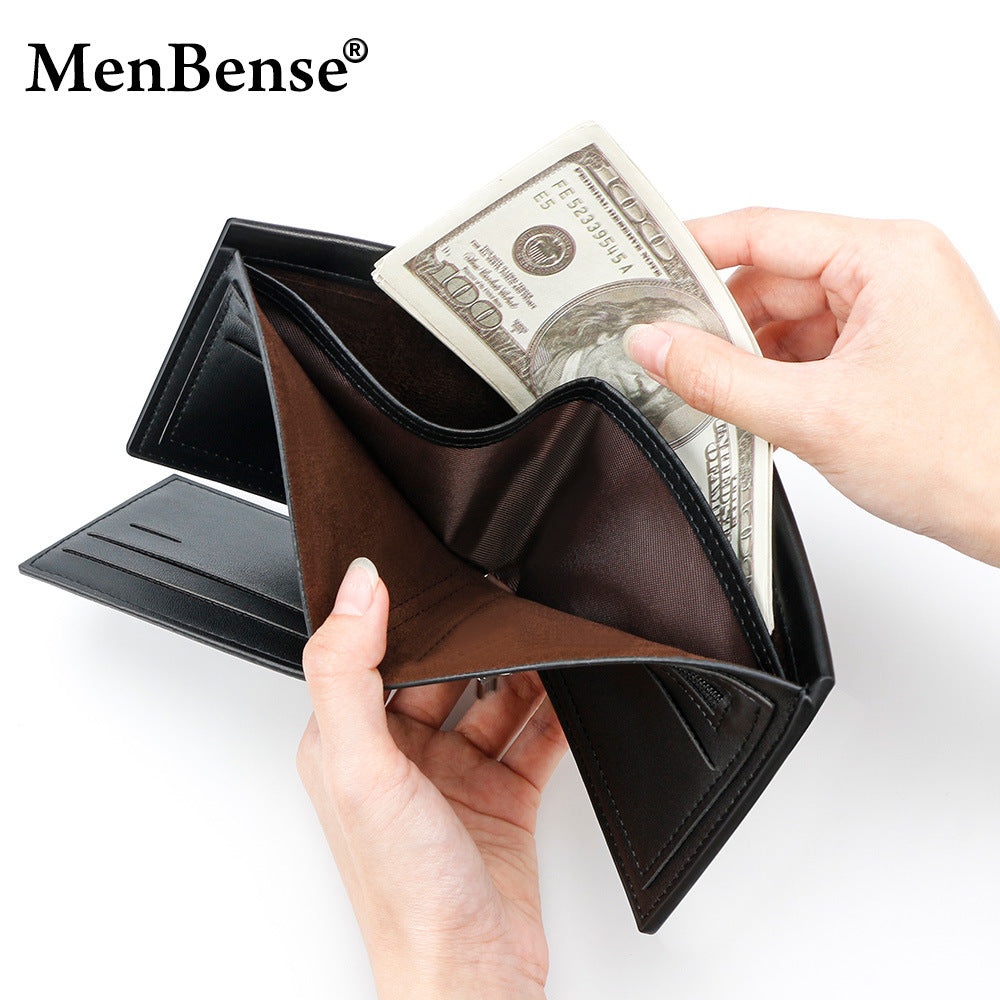 Men's Fashion Embossed Short Dark Line Hinge Men's Wallet