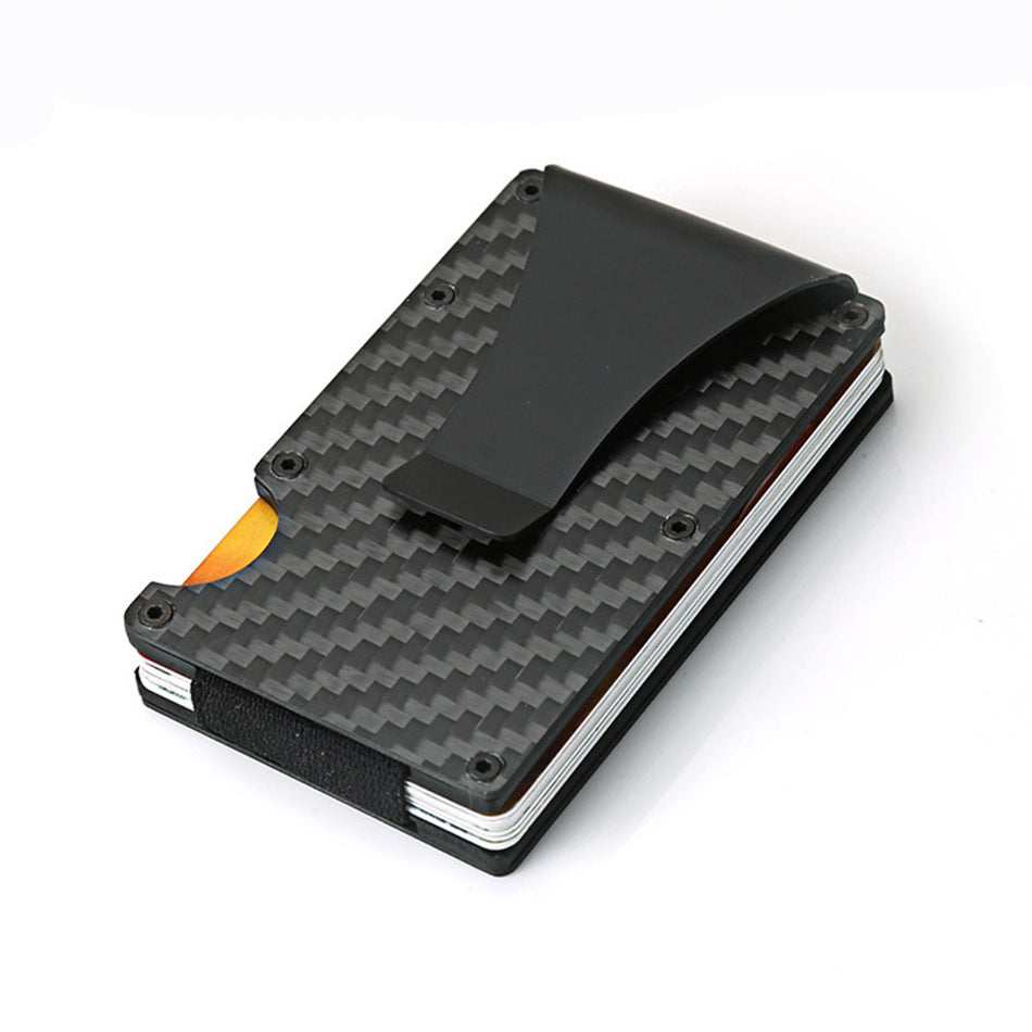 Men's Carbon Fiber Swiping Metal Clamp Simplicity Card Holder