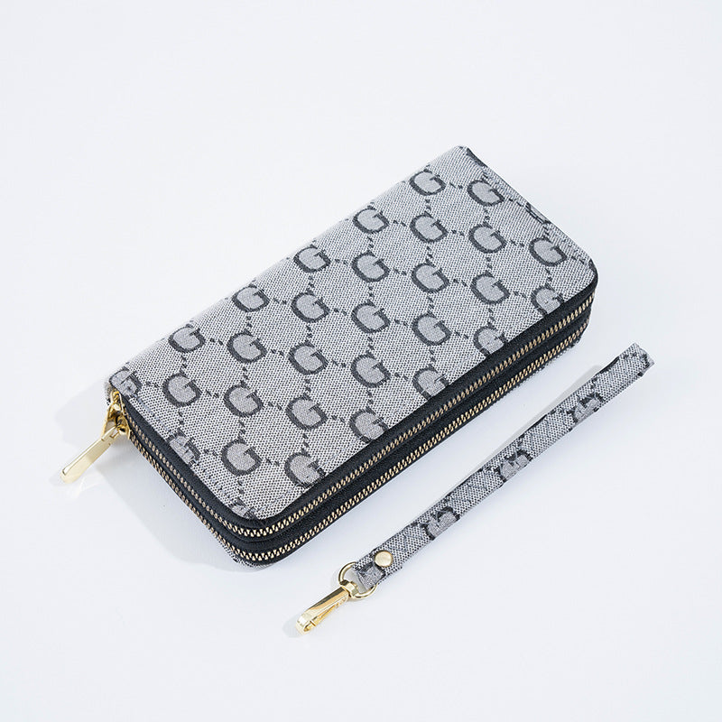 Women's Printed Large Letter Fashion Double Pull Capacity Multiple Slots Ladies Wallet