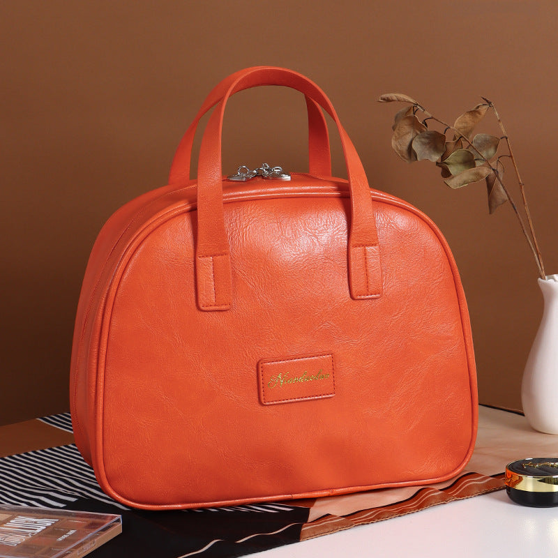Women's Oil Wax Leather Retro Large Capacity Fashion Cosmetic Bags