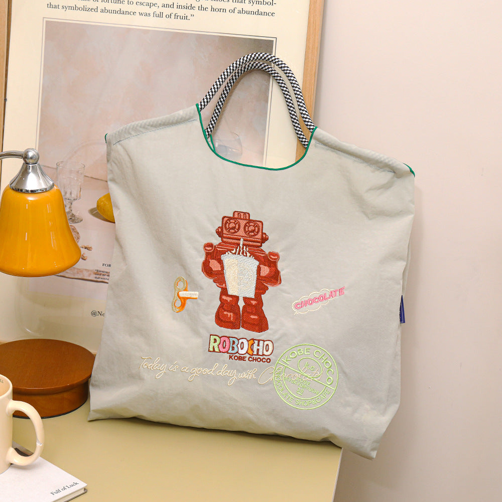 Nylon Embroidered Fashion Niche Large Capacity Women's Shoulder Bag
