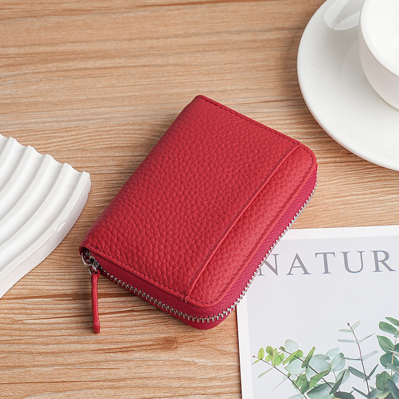 Women's & Men's & Multifunctional Leather Organ Clamp Cowhide Card Holder