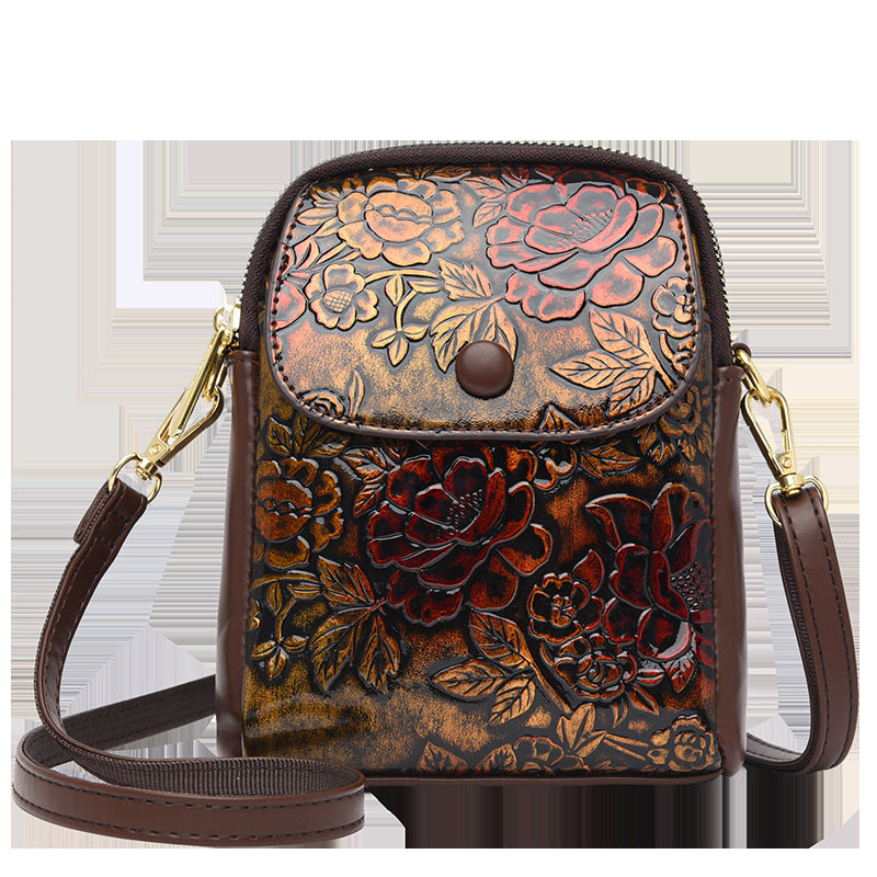 Women's Autumn Fashion Mobile National Style Literary Vertical Phone Bags