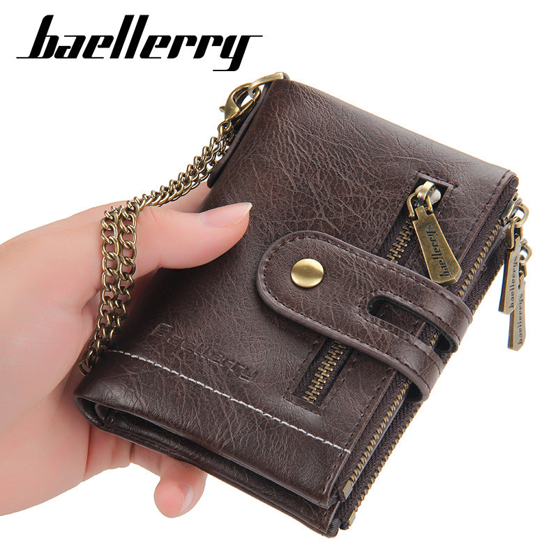Men's Short High-grade Business Double Zipper Man's Men's Wallet