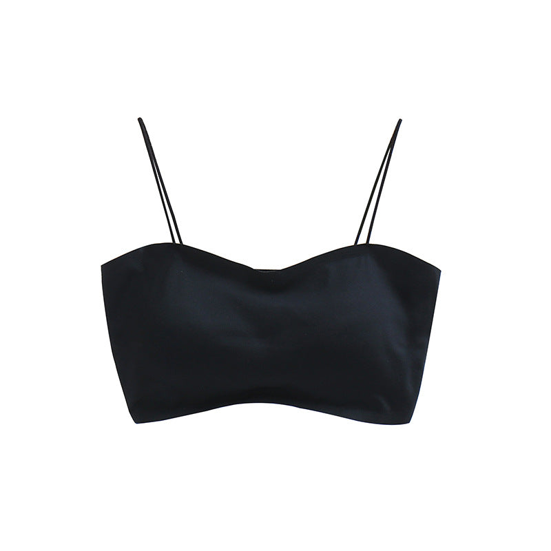 Women's Fixed Cup Backless Simple Comfortable Thin Strap Tube Top Everyday Bras