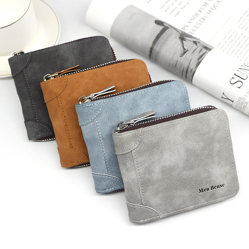 Men's Personalized Short Zipper Two Fold Man's Vintage Men's Wallets
