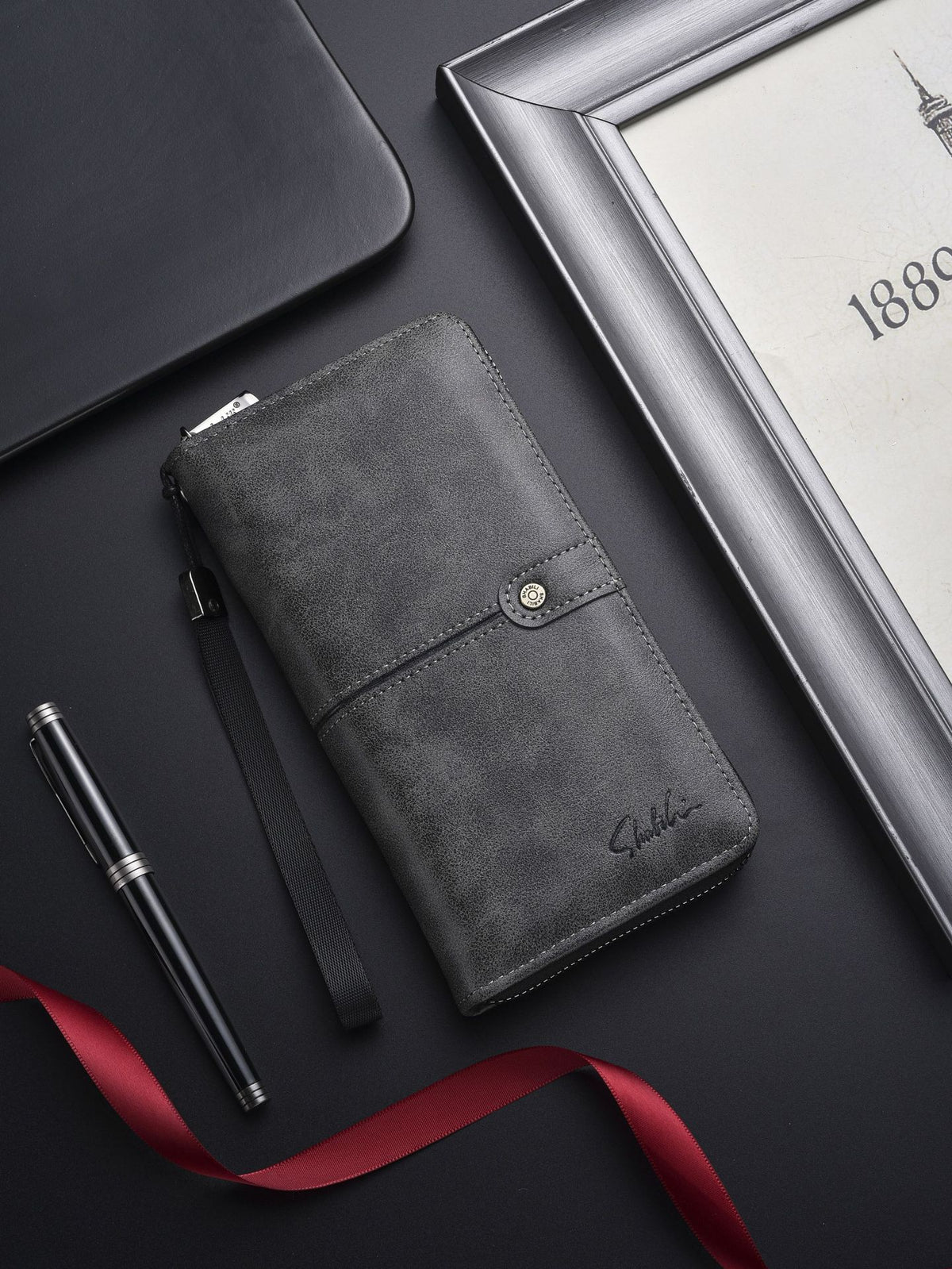 Men's Long Leather Vintage Male Portable Cell Phone Bags