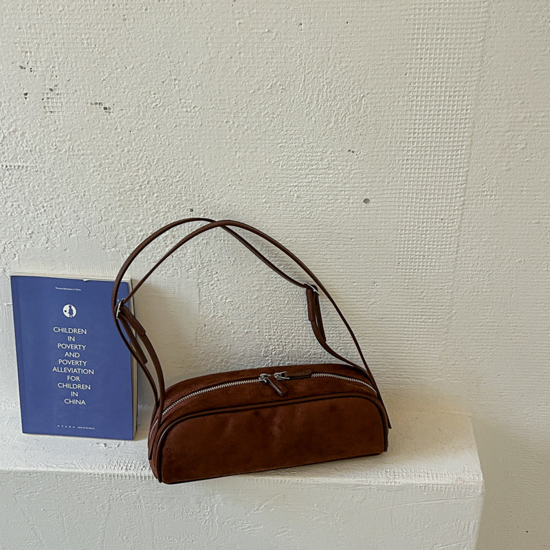 Women's Simple Soft Leather Commuter Underarm Bucket Bags