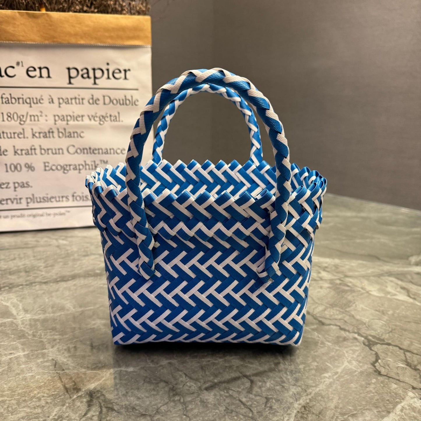 Women's Plastic Woven Knitted Basket Hand Gift Handbags