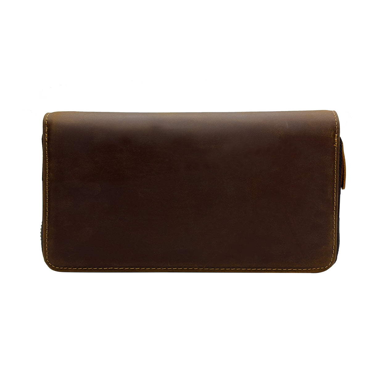 Men's Horse Leather Long Genuine Zipper Multiple Slots Men's Wallet