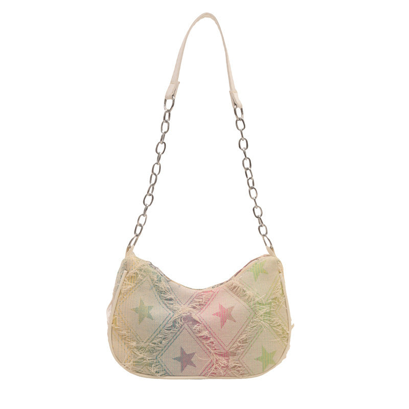 Women's Fashionable Stylish Cool Gradient Denim Chain Bags