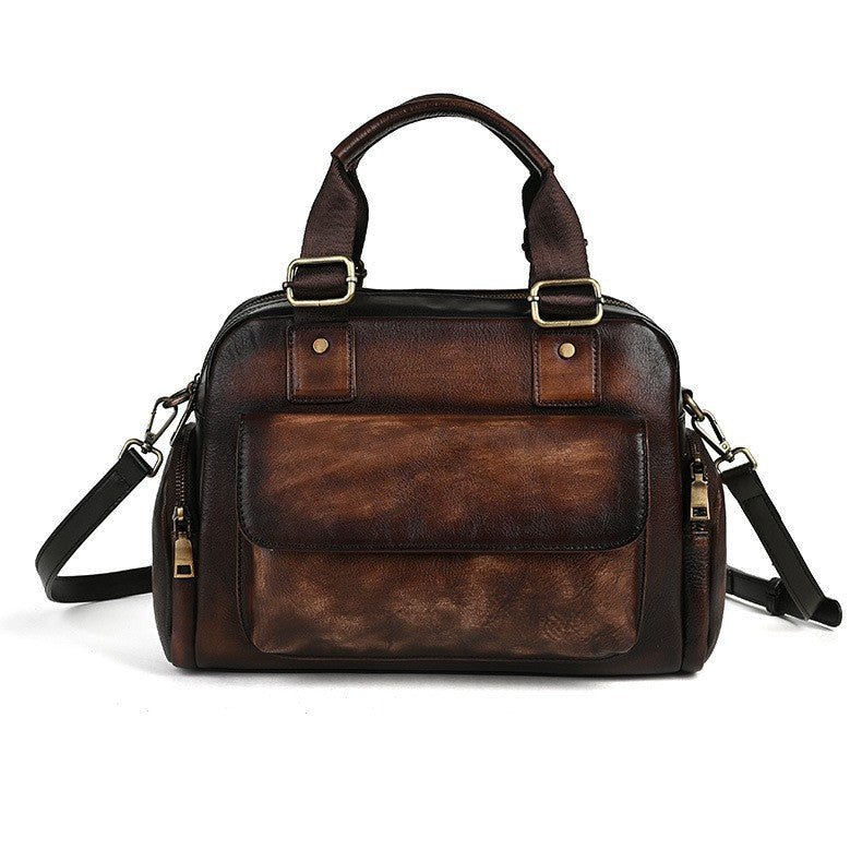 Women's First Layer Cowhide Large Capacity Handmade Women's Messenger Bag