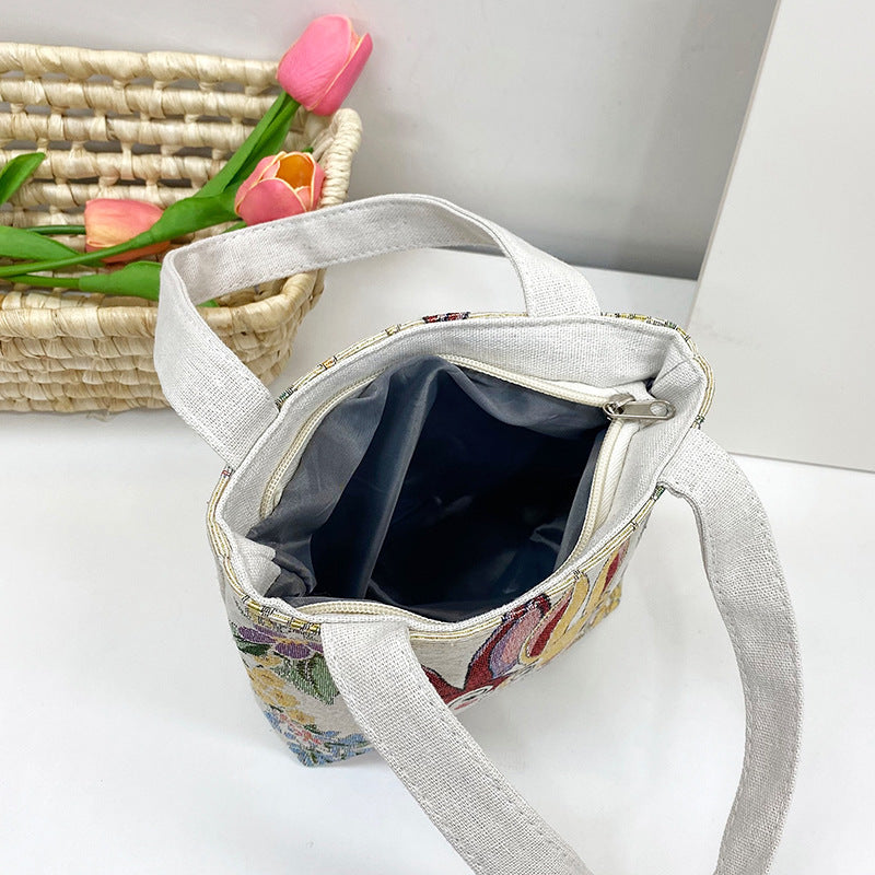 Gold Silk Double-sided Embroidered Ethnic Style Handbags