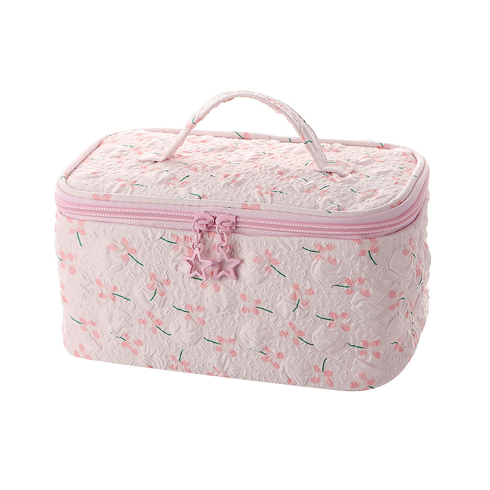 Floral Portable Fresh Layered Partition Wash Storage Makeup Bag
