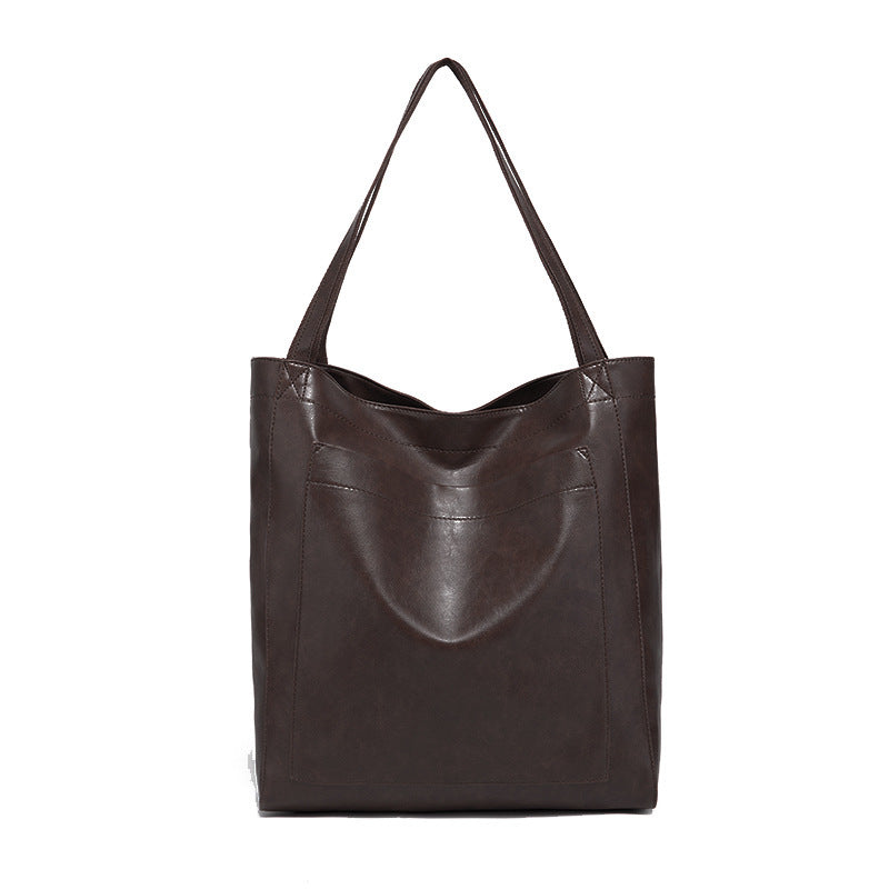 Women's Portable With Pocket One Retro Oil Waxed Tote Bags