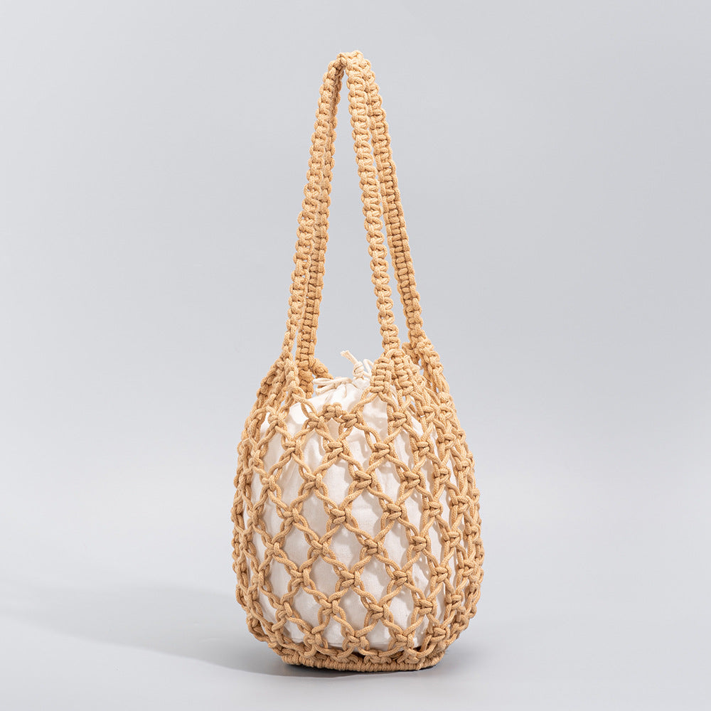 Women's Seaside Vacation Beach Pure Color Cotton Thread Bags