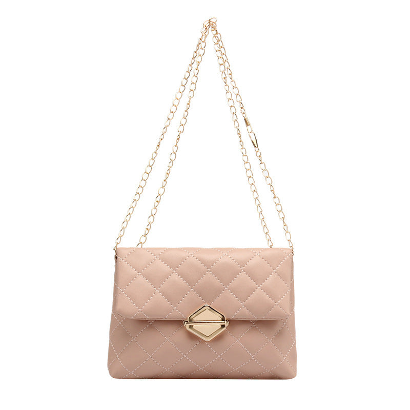 Versatile Women's Fashion Embroidered Diamond Check Women's Messenger Bag