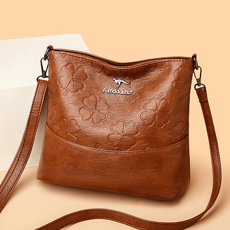 Women's Fashion Mom Leather Embossed Large Capacity Women's Messenger Bag