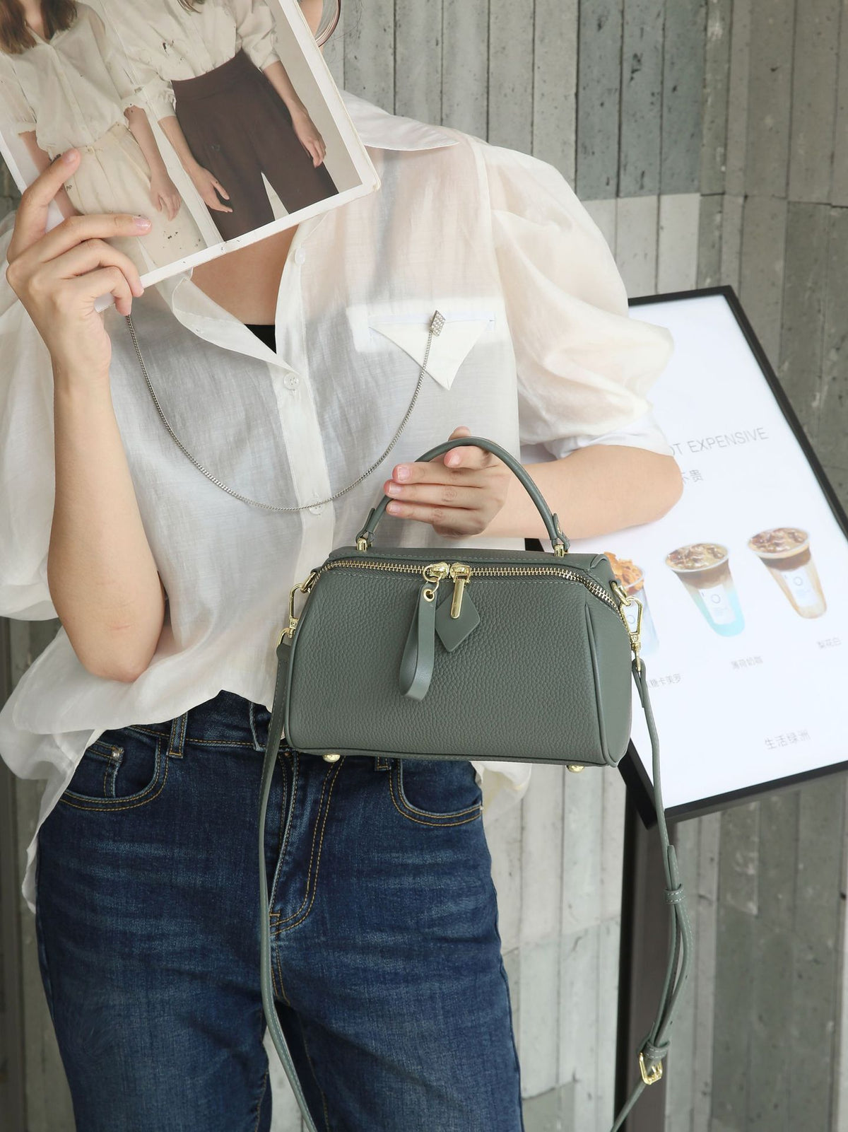 First Layer Cowhide Niche Pillow Popular Fashion Single Practical Version Women's Shoulder Bag