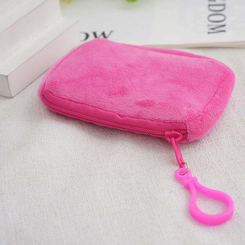 Glamorous Color Candy Plush Earphone Simple Coin Purses