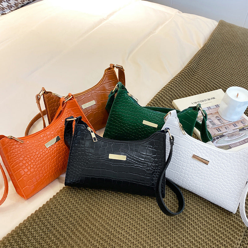 Women's Crocodile Pattern Underarm Korean Style Minority Shoulder Bags