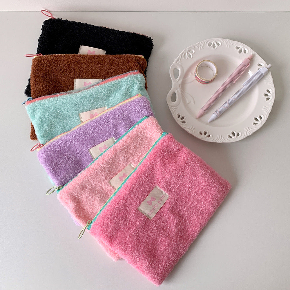 Korean Style Plush Simple Cosmetics Storage Change Earphone Cosmetic Bags