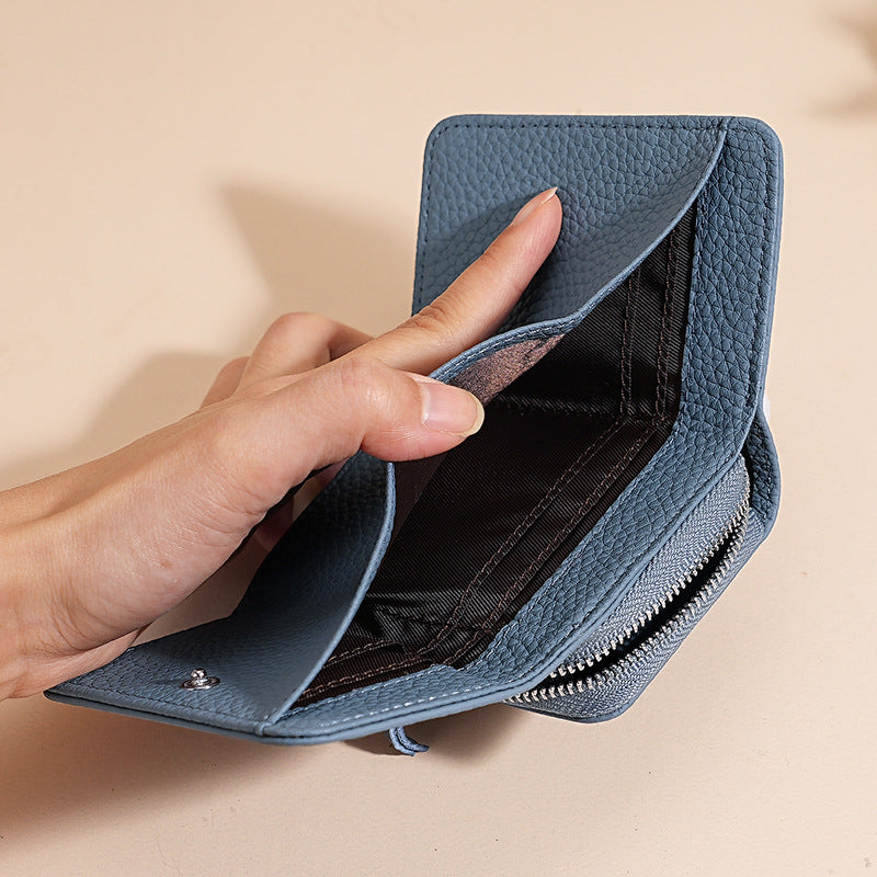 Women's Style Genuine Leather Swiping Multiple Slots Zipper Ladies Wallet
