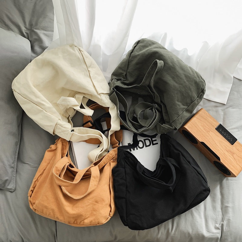 Women's Washed Canvas Large Capacity Totes Idle Style Shoulder Bags