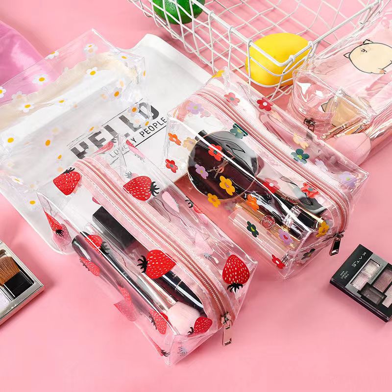 Women's Printed Fruit Cute Transparent Portable Storage Cosmetic Bags