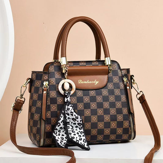 Casual Women's Retro Textured Silk Scarf Shoulder Bags