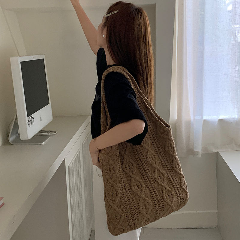 Women's Retro Knitted Handmade Wool Woven Shopping Women's Shoulder Bag