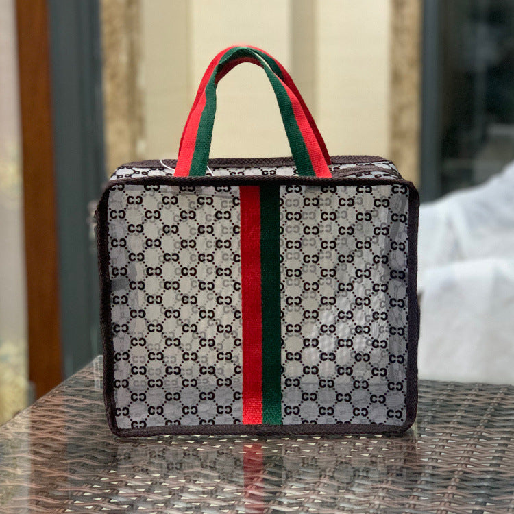 Fog Flower Korean Mesh Flocking Large Capacity Portable Bags