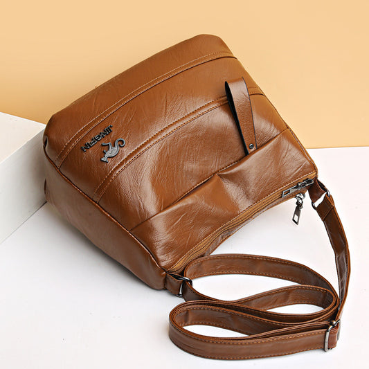 Women's Retro Soft Leather Mother Versatile Large Crossbody Bags
