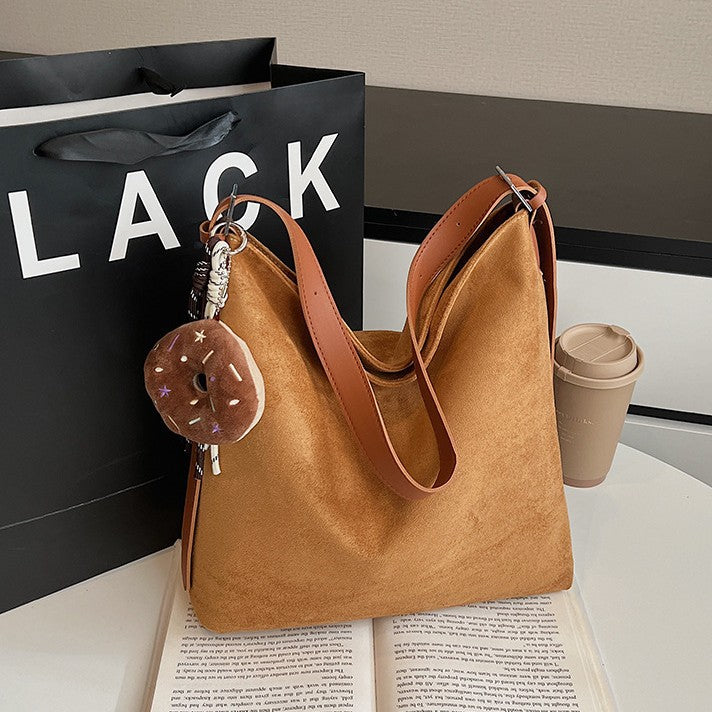 Women's Suede Simple Fashion Leisure Commute Retro Large Women's Shoulder Bag