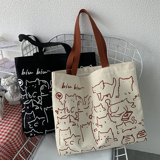 Women's Design Cute Animal Illustration Artistic Retro Large Capacity Shoulder Bags
