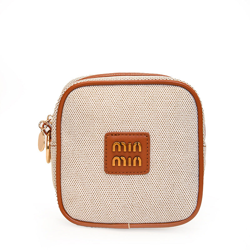 Metal Label Retro Canvas Portable Storage Makeup Bag