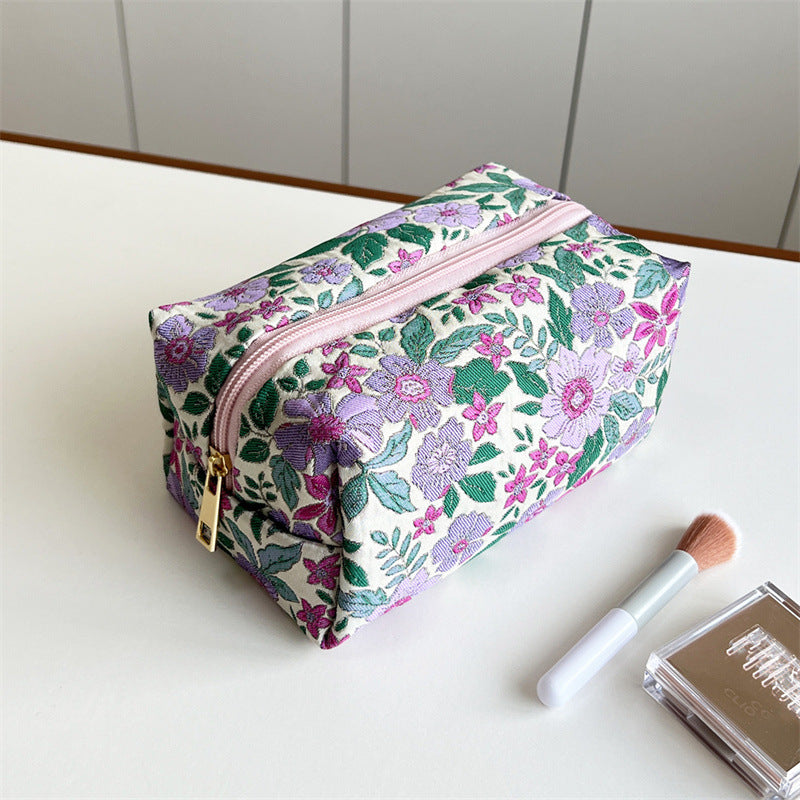 Classy Purple Flower Carrying Fabric Toiletry Bags