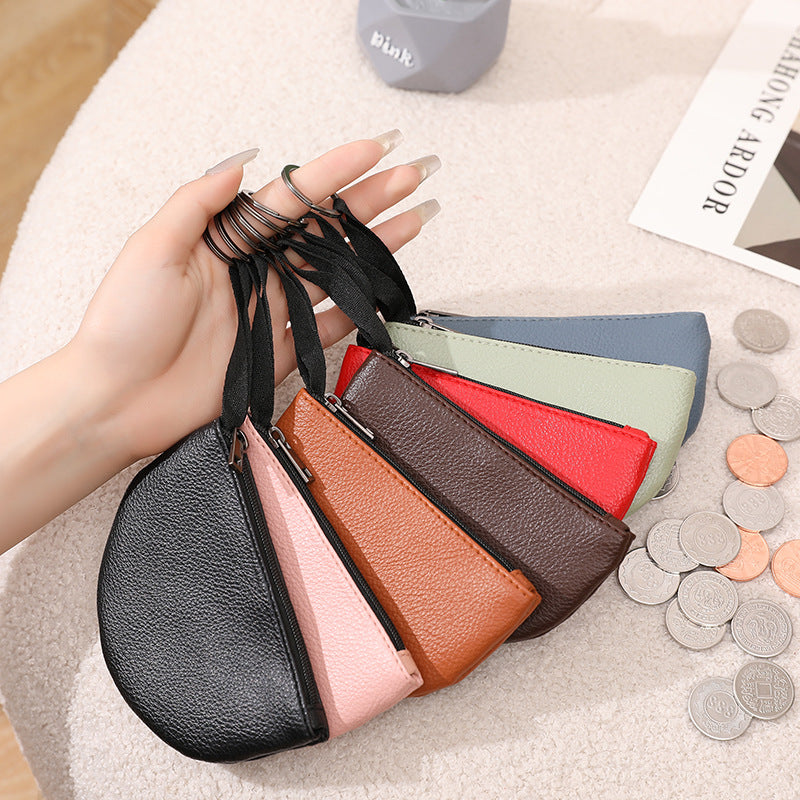 Lychee Pattern Solid Color Semicircle Soft Coin Purses