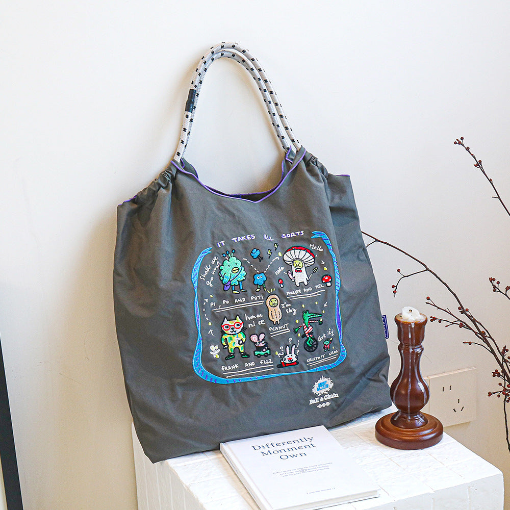 Nylon Embroidered Fashion Niche Large Capacity Women's Shoulder Bag