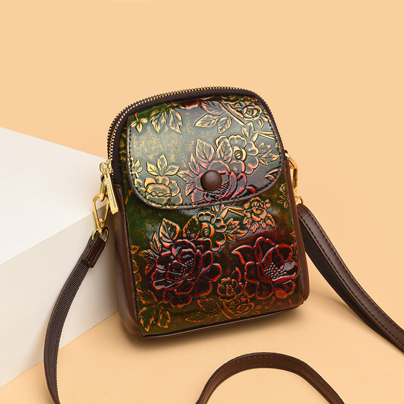 Women's Autumn Fashion Mobile National Style Literary Vertical Phone Bags