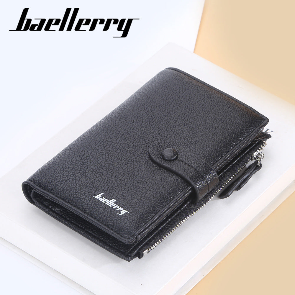 Women's Mid-length Lychee Pattern Vertical Hasp Zipper Ladies Wallet