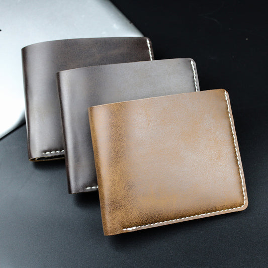 Men's Vintage Crazy Cowhide Personal Leisure Horizontal Men's Wallets
