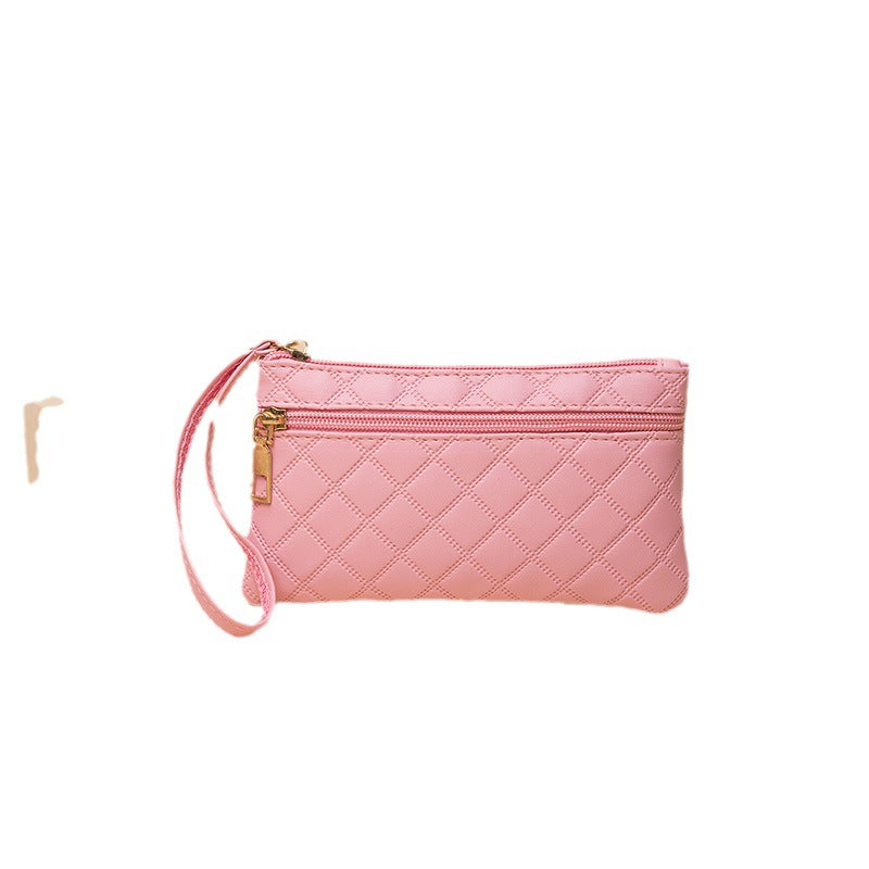 Graceful Embossed Long Double Zip Clutch Bags