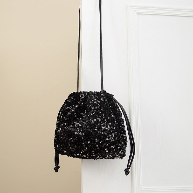 Women's Fashion Drawstring Pleated Design Soft Portable Crossbody Bags