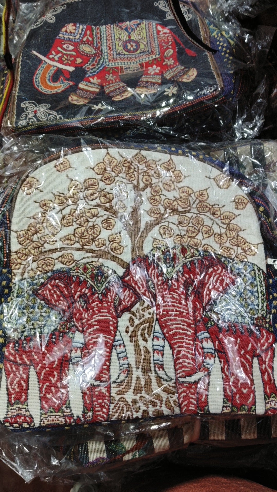 Style Gold Silk Embroidered Elephant National Backpacks