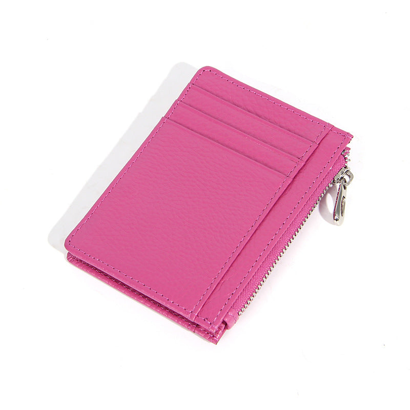 Women's & Men's & Leather Cowhide Solid-color Thin Section Card Holder