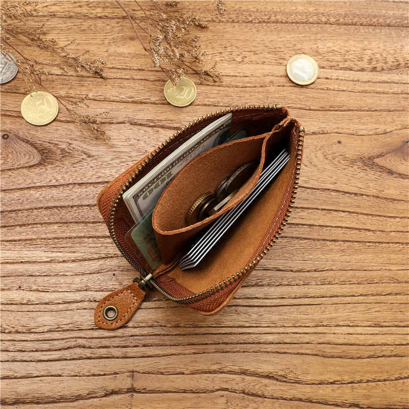 Men's Vintage Vegetable Tanned Cowhide Short Horizontal Ladies Wallet