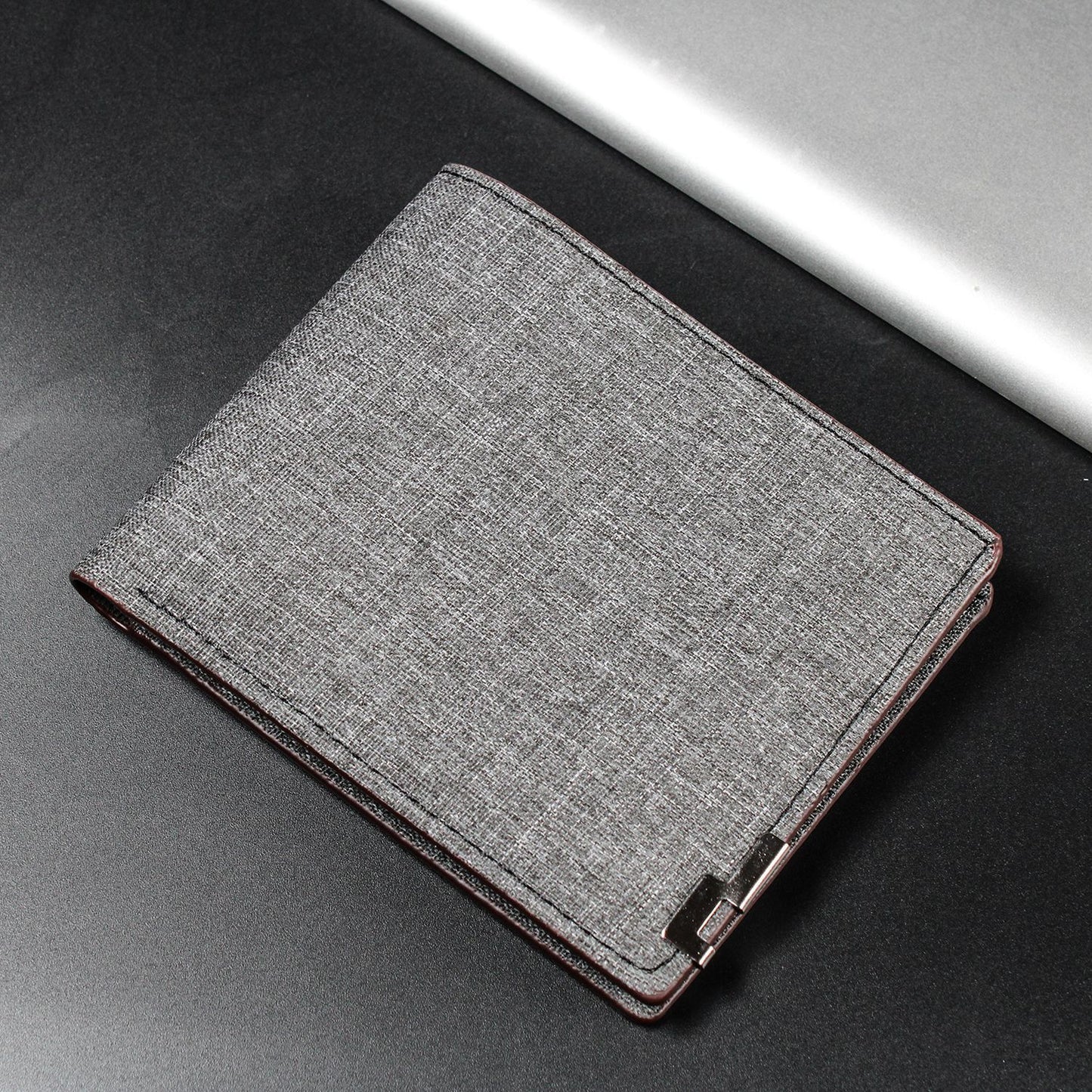 Men's Elegant Short Denim Blue Simple Men's Wallets