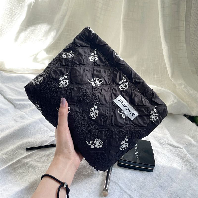 Large Capacity Portable Fresh Floral Buggy Cosmetic Bags