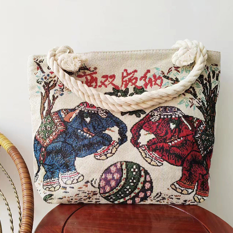 Women's Style Medium Canvas Large Double Sided Shoulder Bags